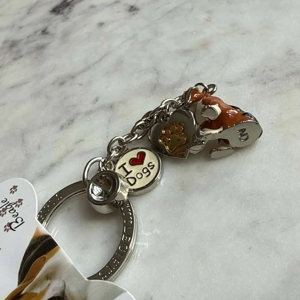 Little Gifts Hand-Painted Beagle Dog Charm Keychain – New with Tag